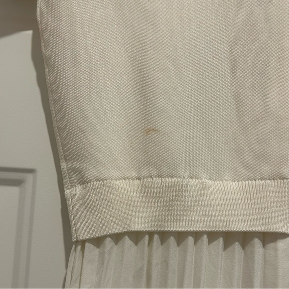 RACHEL PARCELL Ivory Cloud Pleated Crepe Skirt Mixed Media Knit Dress - Picture 10 of 10